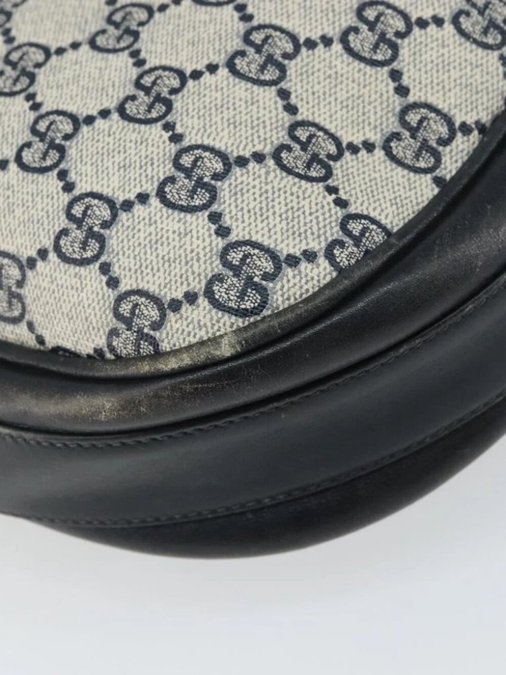 GUCCI GG Supreme Horsebit Shoulder Bag PVC Navy Gold - Picture 10 of 16